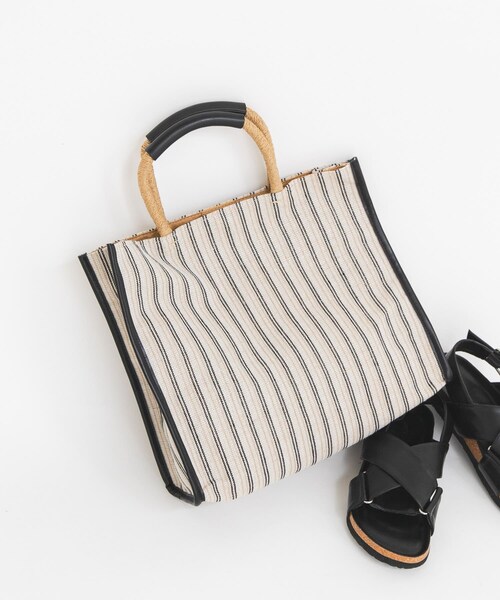 KBF（ケイビーエフ）の「スクエアヘンプBAG（トートバッグ・レディース・IVORY/BLACK・One）」の2枚目の写真