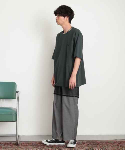 SENSE OF PLACE by URBAN RESEARCH(センスオブプレイスバイアーバンリサーチ)の「デニムフリンジシャンブレーワイドパンツ(デニムパンツ・メンズ・L.INDIGO/BLACK・M/L)」の4枚目の写真