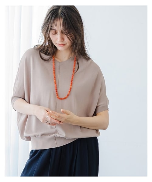 nissen（ニッセン）の「【アイスクリーンプレミアム】Vネックドルマンニットトップス（持続冷感・接触冷感・毛玉になりにくい・UVカット・洗濯機で洗える・遮熱）＜大きいサイズ有＞（ニット/セーター・レディース・ブラック/杢グレー/モカベージュ/ビビットブルー・S~M相当/L~LL相当/3L~4L相当/5L~6L相当/8L相当/10L相当）」の16枚目の写真