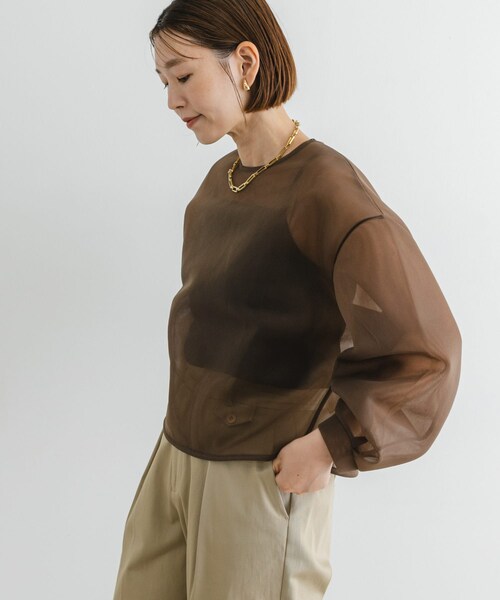 URBAN RESEARCH ROSSO（アーバンリサーチロッソ）の「F by ROSSO　シアーショートブラウス（シャツ/ブラウス・レディース・BLACK/BROWN・FREE）」の16枚目の写真
