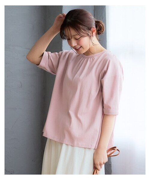 nissen（ニッセン）の「＜大きいサイズ＞綿100％ドビーバック切替トップス（Tシャツ/カットソー・レディース・黒/グレー/ピンク・L/LL/3L/4L/5L/6L/8L/10L）」の20枚目の写真