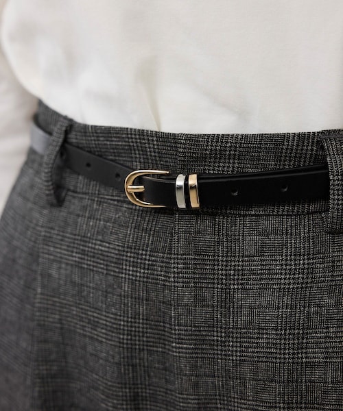 ROPE' PICNIC(ロペピクニック)の「14mmメッキコンビベルト(ベルト・レディース・ブラック/ブラウン系・F)」の1枚目の写真