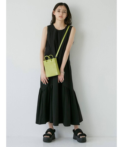 MURUA（ムルーア）の「サイドティアードワンピース（ワンピース・レディース・グリーン/ブラック/ベージュ・F/2/1）」の8枚目の写真