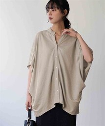 nissen | ＜大きいサイズ＞涼やか美ラクRUタッチバンドカラードルマンスリーブチュニックブラウス（接触冷感・抗菌防臭・UVカット・遮熱）(シャツ/ブラウス)