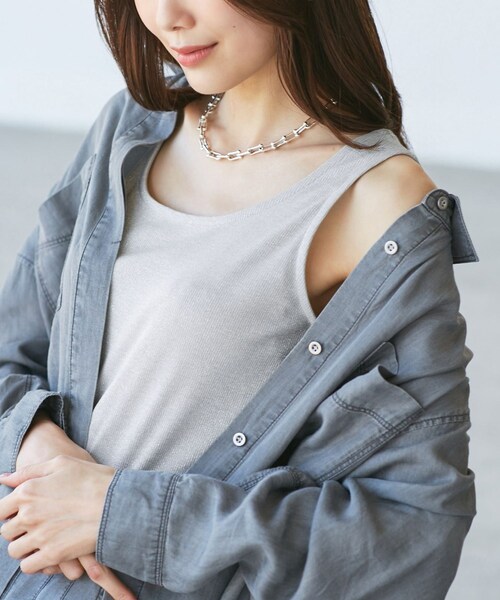 ROPE' PICNIC(ロペピクニック)の「ラメテレコタンクトップ(タンクトップ・レディース・ブラック/ホワイト/ブラウン・38)」の9枚目の写真