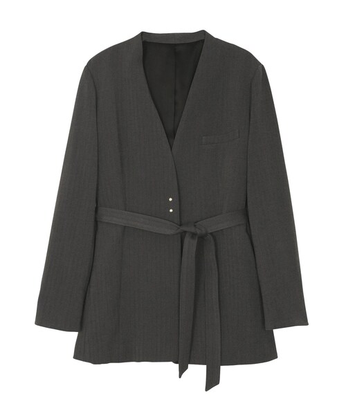 LAGUNAMOON（ラグナムーン）の「【COLLABORATION】LADYヘリンボーンジャケット（テーラードジャケット・レディース・オレンジ/チャコールグレー・M/S）」の2枚目の写真