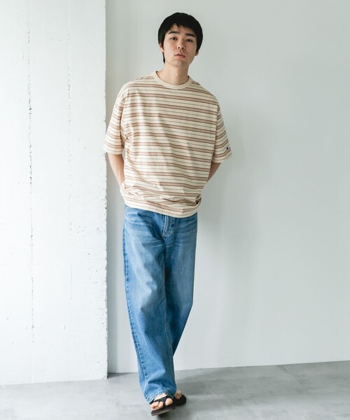 URBAN RESEARCH DOORS(アーバンリサーチドアーズ)の「『別注』CHAMPION×DOORS BORDER T-SHIRTS(Tシャツ/カットソー・メンズ・NAVY/BEIGE/L.BROWN・M/L/XL)」の19枚目の写真