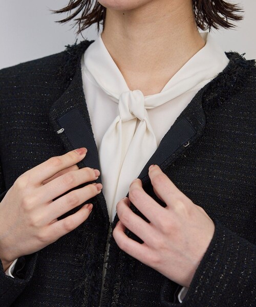 ROPE'(ロペ)の「ミックスツイードノーカラージャケット/セットアップ対応・25AW(ノーカラージャケット・レディース・ネイビー・36/38/40)」の18枚目の写真