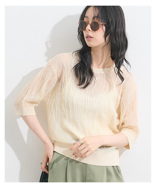 nissen（ニッセン）の「シアーウェーブジャガードニット＜大きいサイズ有＞（ニット/セーター・レディース・アイボリー/黒・M/L/LL/3L/4L/5L/6L/S）」の14枚目の写真