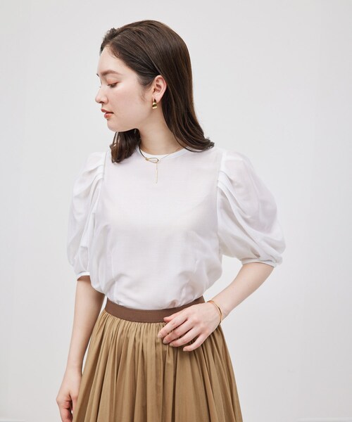 ROPE'（ロペ）の「【新色追加】【洗える】カールマイヤーパフスリーブブラウス【雑誌/メディア掲載】（シャツ/ブラウス・レディース・ホワイト/ブルー/ピンク/ブラック/ベージュ/ブルー系・F）」の20枚目の写真
