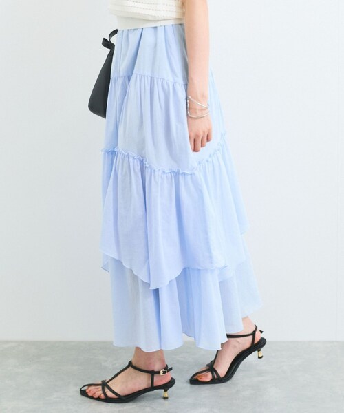 VIS（ビス）の「ボイルティアードスカート（スカート・レディース・ダークブラウン/ブルー系・F）」の6枚目の写真