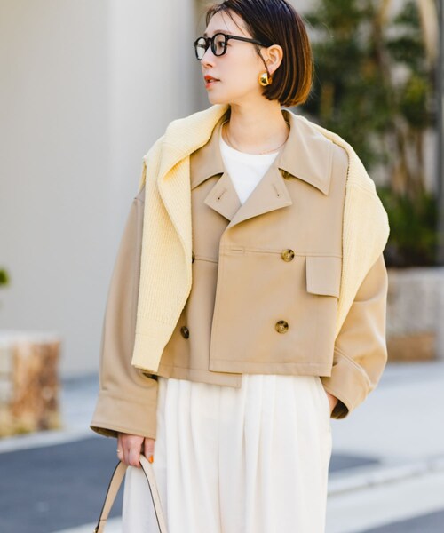 URBAN RESEARCH ROSSO（アーバンリサーチロッソ）の「F by ROSSO　ビッグカラーダブルショートコート（テーラードジャケット・レディース・BEIGE/BROWN・FREE）」の3枚目の写真