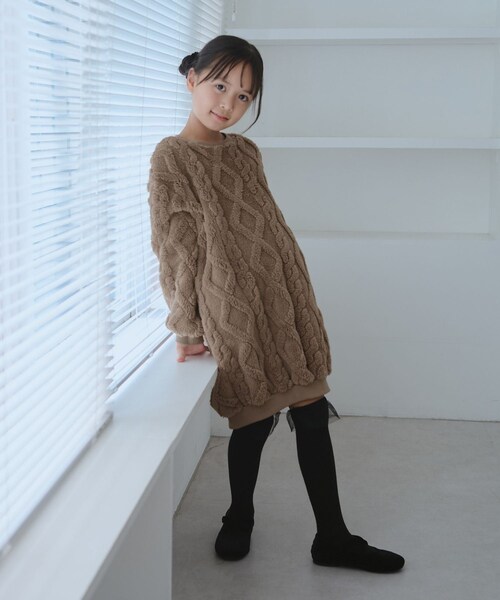 ROPE' PICNIC（ロペピクニック）の「【KIDS/キッズ】ケーブルボアワンピース（ワンピース・キッズ・キナリ/ブラウン・120/130/140/150）」の15枚目の写真