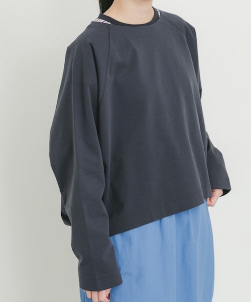EKAL(エカル)の「シルケットコットンロングスリーブTシャツ(Tシャツ/カットソー・レディース・オフ/ネイビー・One)」の2枚目の写真