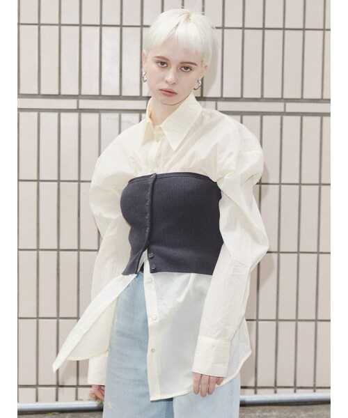 EMODA（エモダ）の「【VEQUM】OVER SHEER SHIRT（シャツ/ブラウス・レディース・アイボリー/グレー/パープル・F）」の2枚目の写真