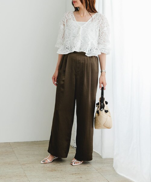 URBAN RESEARCH ROSSO（アーバンリサーチロッソ）の「F by ROSSO　サテンイージーパンツ（その他パンツ・レディース・SAND/K/BROWN・36/38）」の6枚目の写真