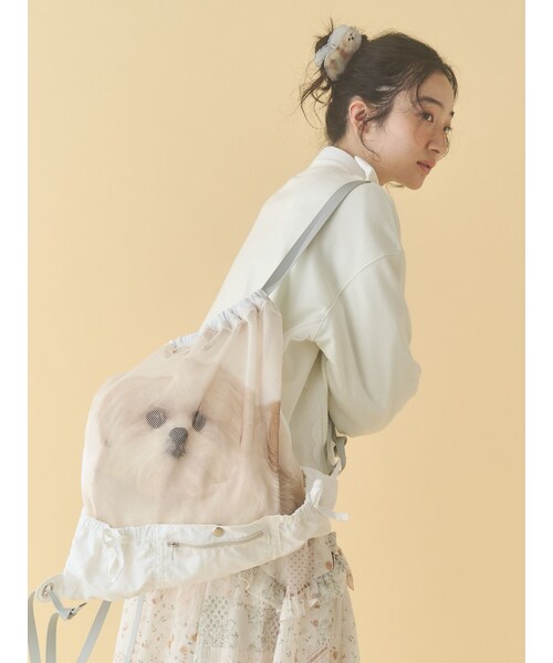 merry jenny（メリージェニー）の「ど～んとモコゾウメッシュナップサック（その他・レディース・オフホワイト/グレー/イエロー・F）」の5枚目の写真