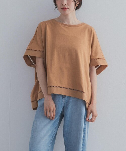 URBAN RESEARCH DOORS(アーバンリサーチドアーズ)の「ハシゴレースドッキングプルオーバー(Tシャツ/カットソー・レディース・OFF WHITE/BLACK/CAMEL・Free)」の3枚目の写真