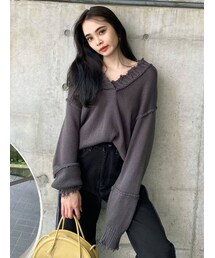 EMODA | ディープVネッククラッシュニット(ニット/セーター)