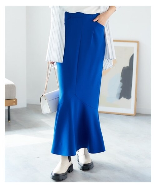 nissen（ニッセン）の「大きいサイズ  よく伸びるやわらかマーメイドスカート（ゆったりヒップ）（スカート・レディース・ロイヤルブルー/アシッドイエロー/黒・L/LL/3L/4L/5L/6L/8L/10L）」の15枚目の写真
