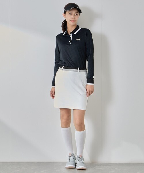 ROPE'(ロペ)の「モノグラム柄プリント長袖ポロ/UV・接触冷感(ポロシャツ・レディース・ブラック/サックス・L/M/S)」の16枚目の写真