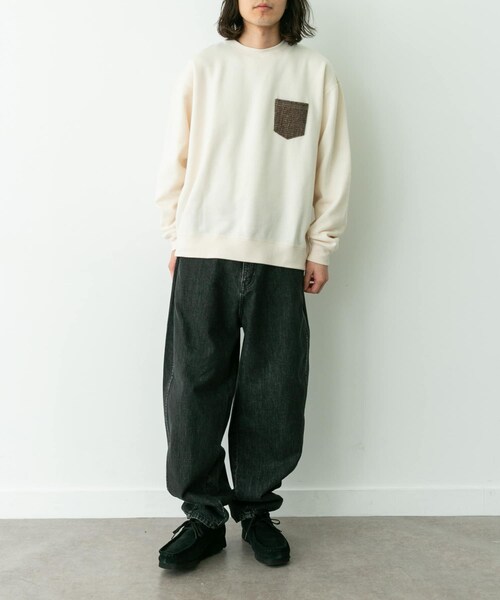 URBAN RESEARCH Sonny Label（アーバンリサーチサニーレーベル）の「HARRIS TWEEDポケットスウェットプルオーバー（スウェット・メンズ・オフ/チャコール/ブラック/ブラウン・M/L）」の8枚目の写真