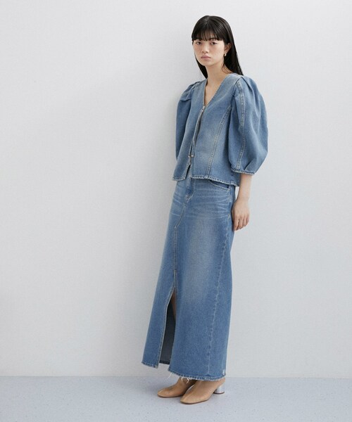 ADAM ET ROPE'(アダムエロペ)の「【サステナブル】コルセットディテールデニムスカート(デニムスカート・レディース・サックス/ターコイズ・36/38)」の14枚目の写真