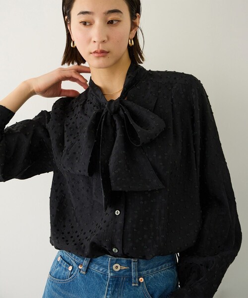 ROPE'（ロペ）の「2WAYドットジャガードボウタイブラウス/イージーケア（シャツ/ブラウス・レディース・ブラック/オフホワイト・F）」の12枚目の写真