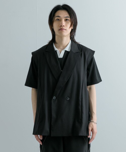 SENSE OF PLACE by URBAN RESEARCH（センスオブプレイスバイアーバンリサーチ）の「『ユニセックス』『セットアップ対応』 サイドスリットテーラードベスト（テーラードジャケット・メンズ・BLACK/GRAY/MINT・M/L）」の11枚目の写真