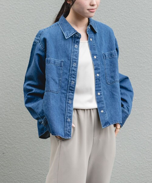 URBAN RESEARCH DOORS(アーバンリサーチドアーズ)の「FORK&SPOON ペーパーブレンドデニムシャツ(シャツ/ブラウス・レディース・BLUE/BLACK・1)」の13枚目の写真