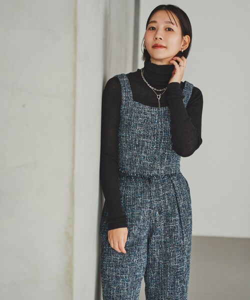URBAN RESEARCH ROSSO（アーバンリサーチロッソ）の「F by ROSSO　ツイードビスチェ+ワイドパンツ（セットアップ・レディース・BLUE/BLACK・36/38）」の4枚目の写真