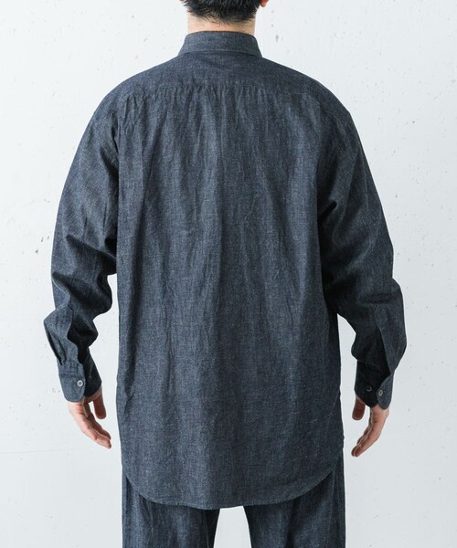 URBAN RESEARCH（アーバンリサーチ）の「Cale　コットンリネンラミーデニムシャツ（シャツ/ブラウス・メンズ・ネイビー・3/4）」の5枚目の写真