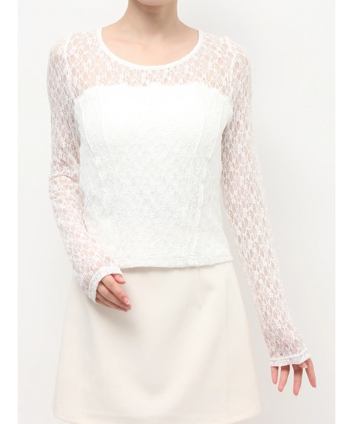 RESEXXY（リゼクシー）の「カップインレーストップス（その他トップス・レディース・ホワイト/ブラック・F）」の2枚目の写真