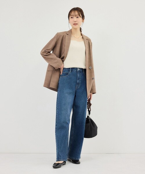 ROPE' PICNIC（ロペピクニック）の「スクエアネックニットタンクトップ（タンクトップ・レディース・ブラック/キナリ/ダークブラウン/クリーム・F）」の14枚目の写真