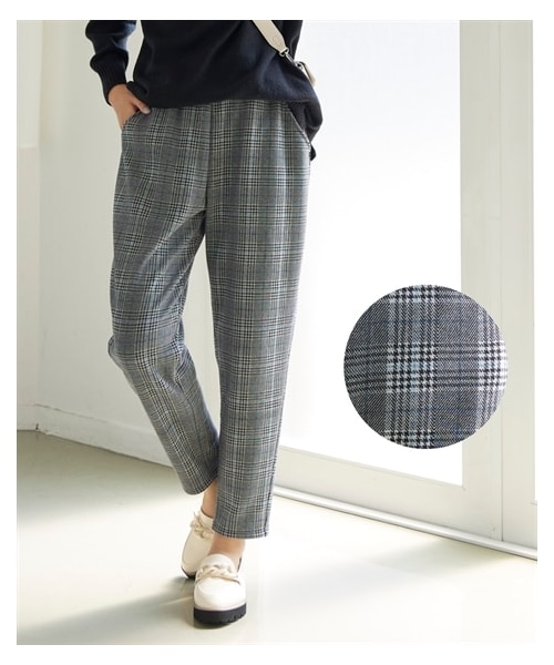 nissen（ニッセン）の「(MO-FU POKA）裏シャギーテーパードパンツ（ゆったりヒップ）＜大きいサイズ有＞（パンツ・レディース・グレー系グレンチェック/グリーン系ブラックウォッチ/デニム調ネイビー/黒/ベージュ系チェック/ネイビー系チェック/モカ系ドット/アイボリー系チェック/デニム調ベージュ・L/LL/3L/4L/5L/6L/8L/10L/S/M）」の10枚目の写真