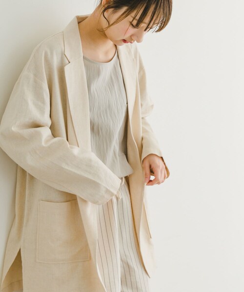 ITEMS URBANRESEARCH（アイテムズ アーバンリサーチ）の「リネンレーヨンジャケット（テーラードジャケット・レディース・BLK/L.BEG/C.BRN・FREE）」の3枚目の写真