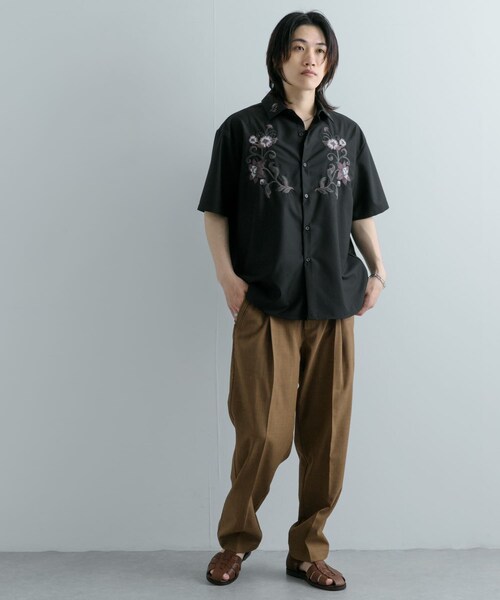 SENSE OF PLACE by URBAN RESEARCH(センスオブプレイスバイアーバンリサーチ)の「ボタニカルシシュウシャツ(5分袖)(シャツ/ブラウス・メンズ・BLACK/WHITE/GRAY・M/L)」の20枚目の写真