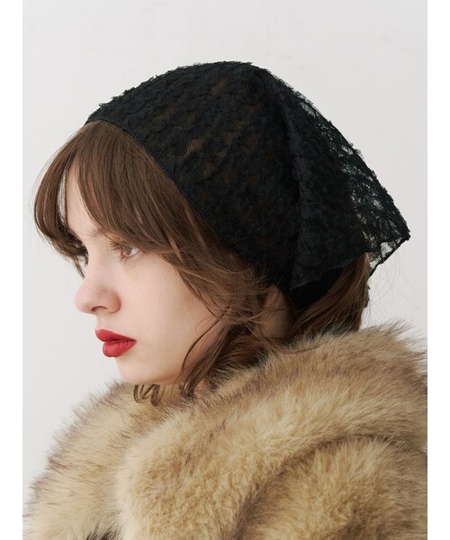 jouetie（ジュエティ）の「レースバンダナ（その他ヘアアクセサリー・レディース・オフホワイト/ブラック/ブルー・F）」の4枚目の写真