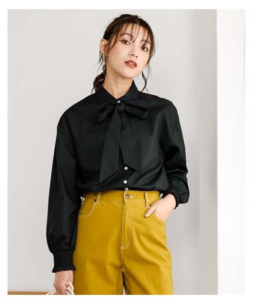 nissen（ニッセン）の「大きいサイズふんわり袖ボウタイシャツ（シャツ/ブラウス・レディース・オフホワイト/黒・L/LL/3L/4L/5L/6L/8L/10L）」の10枚目の写真