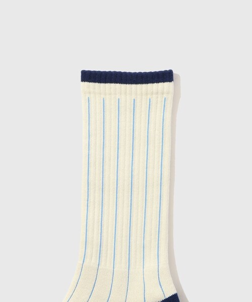ADAM ET ROPE'（アダムエロペ）の「【HELLA GREEN/ヘラグリーン】Stripe Sox（ソックス/靴下・メンズ・グリーン/ネイビー・F）」の5枚目の写真