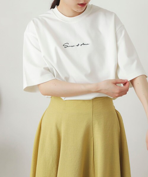 SENSE OF PLACE by URBAN RESEARCH(センスオブプレイスバイアーバンリサーチ)の「シシュウポンチTシャツ(5分袖)(Tシャツ/カットソー・メンズ・GREIGE/WHITE/BLACK/GREEN/L.PURPLE/MINT・M/L)」の12枚目の写真