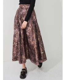 MERCURYDUO | オーガンジーフラワーリバーシブルフレアスカート(スカート)