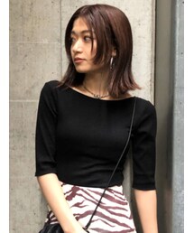 EMODA | バックオープンミニマルTシャツ(Tシャツ/カットソー)