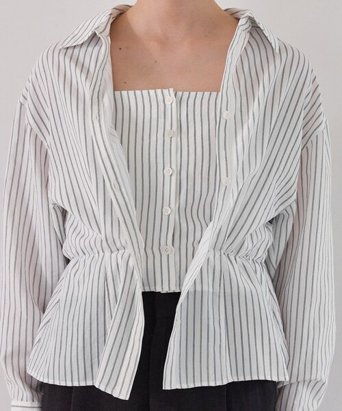 VIS（ビス）の「レイヤードストライプシャツ（シャツ/ブラウス・レディース・ホワイト/オフホワイト・F）」の20枚目の写真
