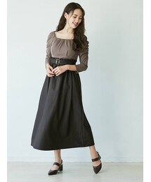 dazzlin | ハイウエストコンビワンピース(ワンピース)