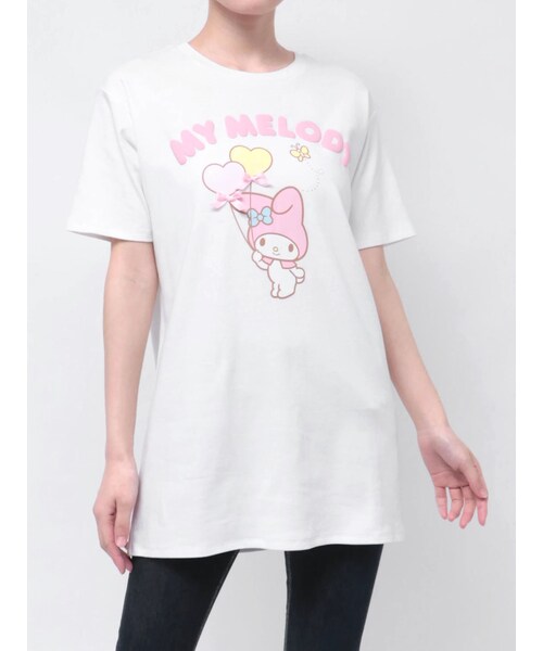 RESEXXY（リゼクシー）の「【メロクロコラボ】リボンポイントビッグTシャツ（Tシャツ/カットソー・レディース・ホワイト/ピンク・F）」の2枚目の写真