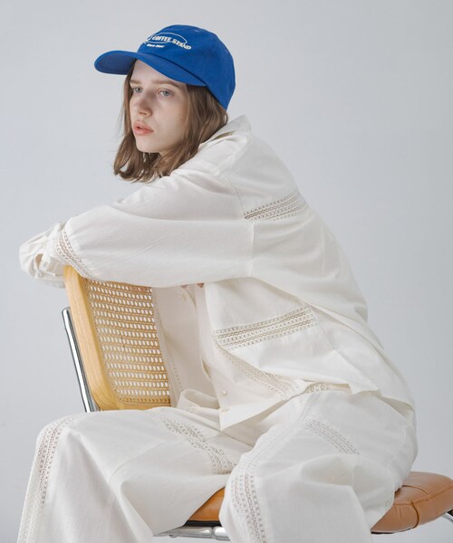 URBAN RESEARCH Sonny Label（アーバンリサーチサニーレーベル）の「ブロッキングレースコットンシャツジャケット（テーラードジャケット・レディース・キナリ/ブラック・Free）」の4枚目の写真