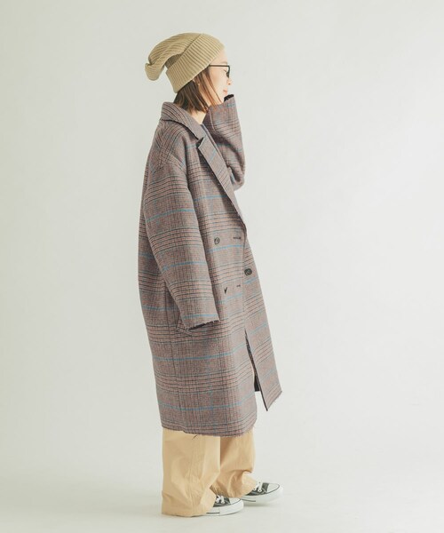 URBAN RESEARCH DOORS(アーバンリサーチドアーズ)の「FORK&SPOON チェックダブルコート(チェスターコート・レディース・BRNCHK/CHCCHK・1)」の4枚目の写真