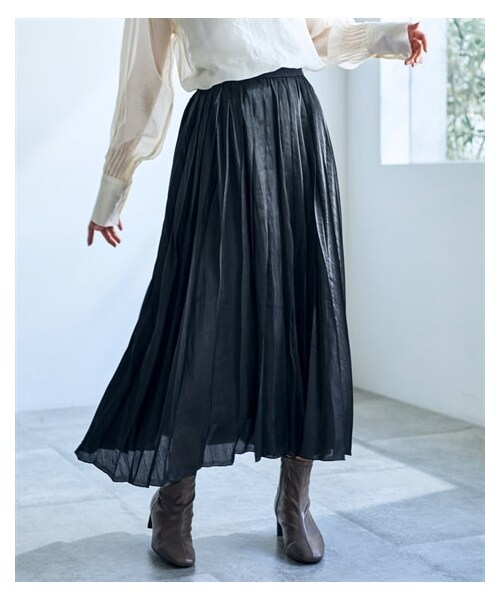 nissen（ニッセン）の「シャイニープリーツスカート【OtonaSMILE】（スカート・レディース・シルバーグレー/ベージュ/オフホワイト/黒/ピンク・M/L/LL/3L/4L/5L/6L）」の17枚目の写真