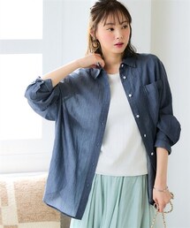 nissen | ＜大きいサイズ＞シアーデニムゆるシルエットシャツ(シャツ/ブラウス)